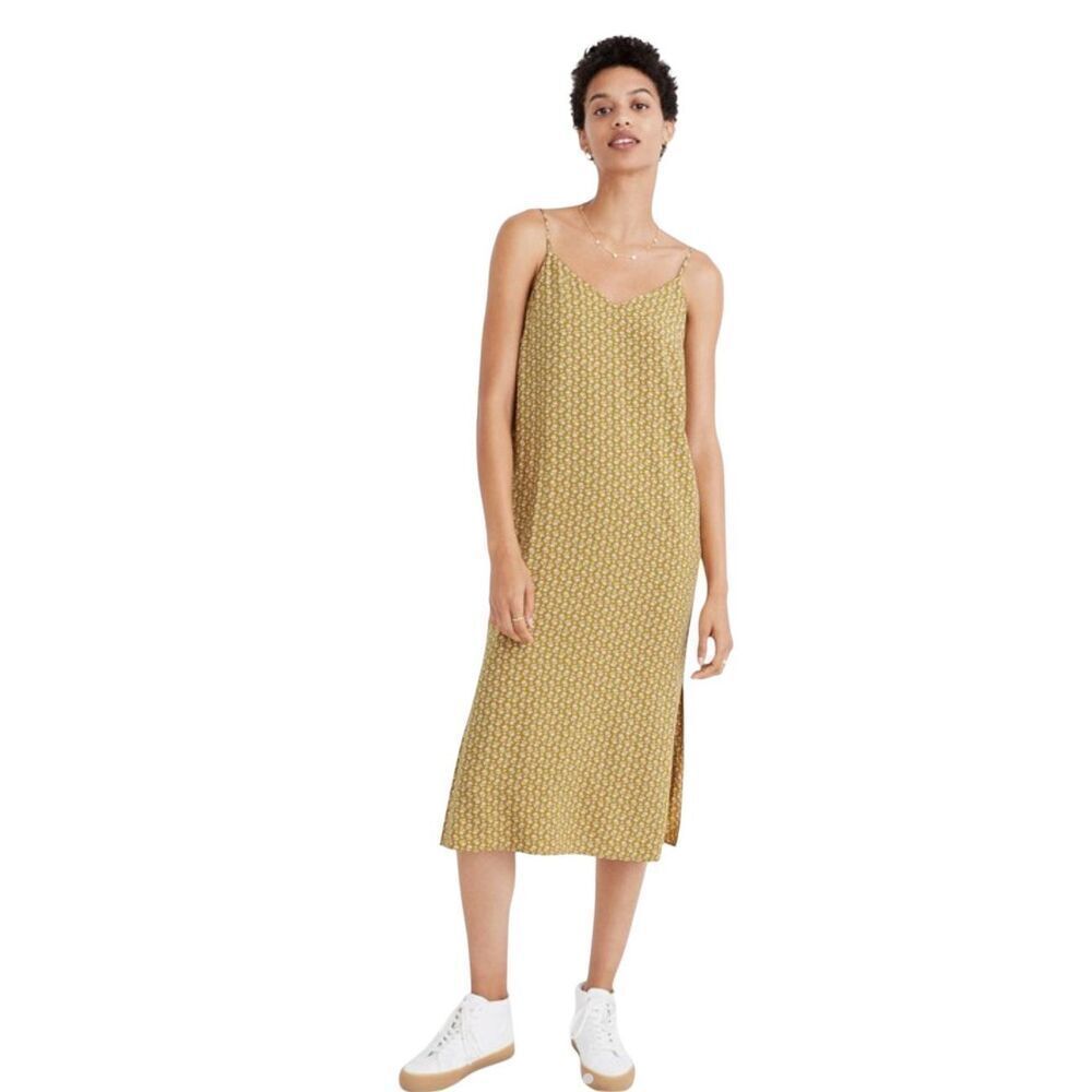 Madewell side-slit slip dress in cutout blooms 6